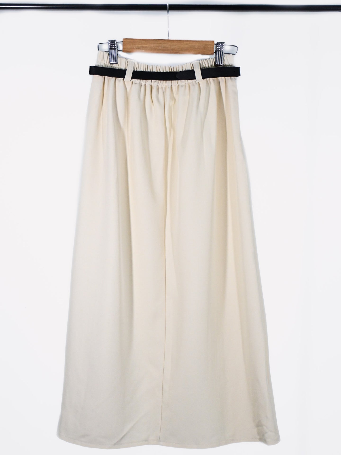 Women's Pleated Skirt in Cream (Stretchable) - Simply